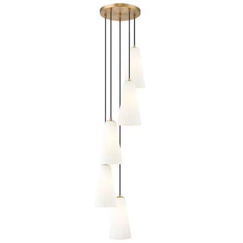 Z-Lite Z-Lite Farrell Modern Gold Multi-Light Pendant with Conical Shade 3043P7-5R-MGLD