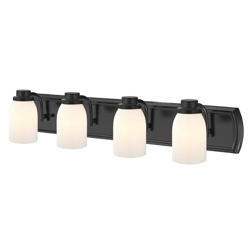 Design Classics Lighting 4-Light Bathroom Light in Bronze with Glossy Opal Glass 1204-36 GL1024D