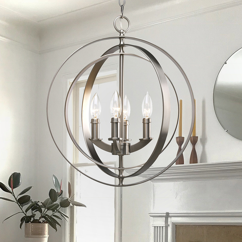 Equinox 16-Inch Orb Pendant in Burnished Silver by Progress Lighting