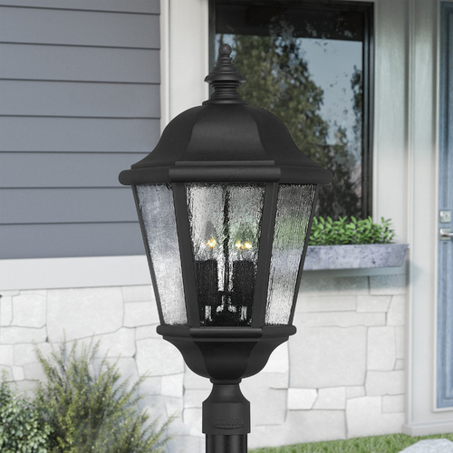 Seeded Glass Post Light Black by Hinkley Lighting