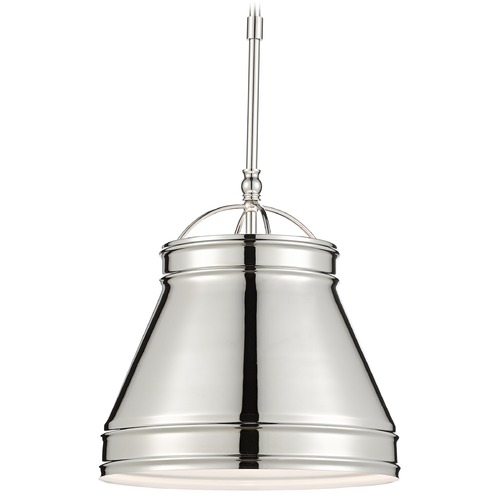 Currey and Company Lighting Currey and Company Lumley Polished Nickel Pendant Light with Conical Shade 9000-0485