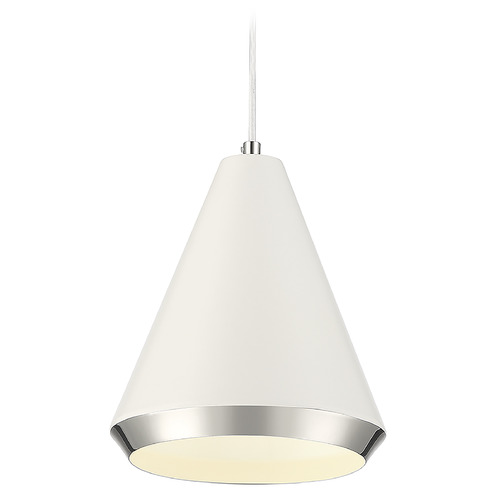 Meridian 10-Inch Mini Pendant in White & Polished Nickel by Meridian M70122WHPN