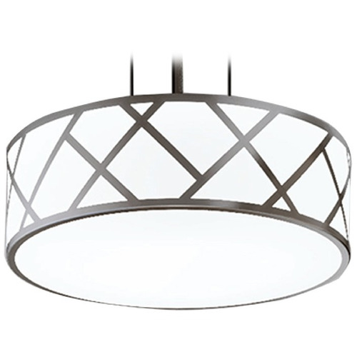 Afx Lighting Haven Satin Nickel LED Pendant Light with Drum Shade