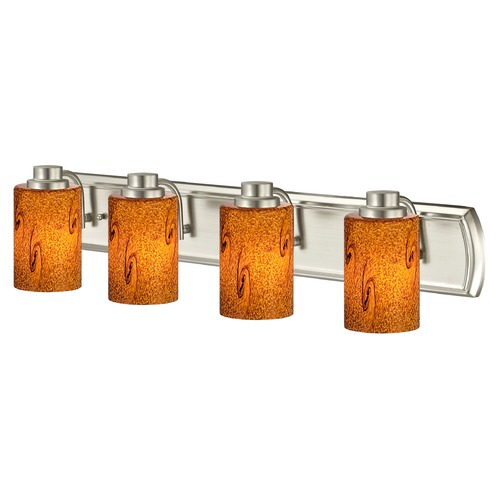 Design Classics Lighting Bath Vanity Light with Four Lights in Satin Nickel 1204-09 GL1001C