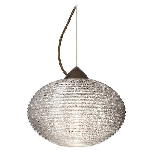 Besa Lighting Pape Ribbed Glass Bronze LED Pendant Light