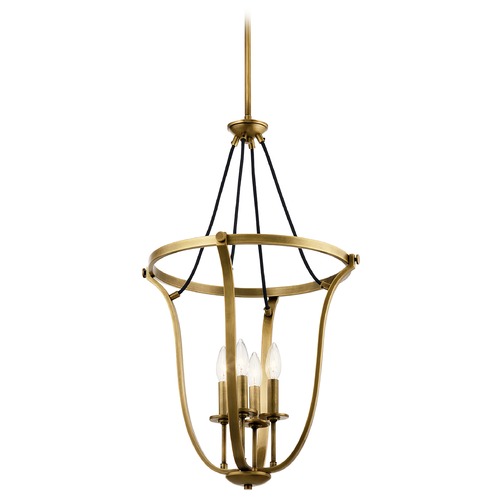 Kichler Lighting Thisbe 4-Light Natural Brass Pendant with Exposed Bulbs 43535NBR