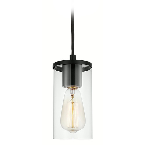 Visual Comfort Studio Collection Zire Midnight Black Mini-Pendant Light with Cylindrical Shade