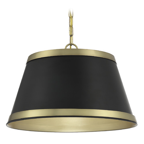 Meridian 18-Inch Metal Pendant in Matte Black & Natural Brass by Meridian M7013MBKNB