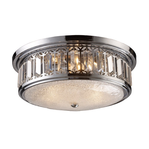 Elk Lighting Modern Flushmount Light with White Glass in Polished Chrome Finish 11227/3