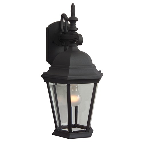 Straight Glass Cast 18.25-Inch Textured Matte Black Outdoor Wall Light by Craftmade Lighting