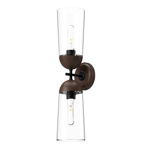 Alora Lighting Emil Matte Black & Walnut Sconce