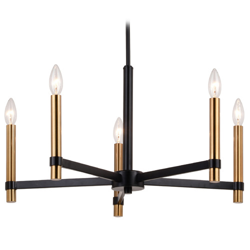 Vaxcel Lighting Damen Matte Black & Natural Brass Chandelier