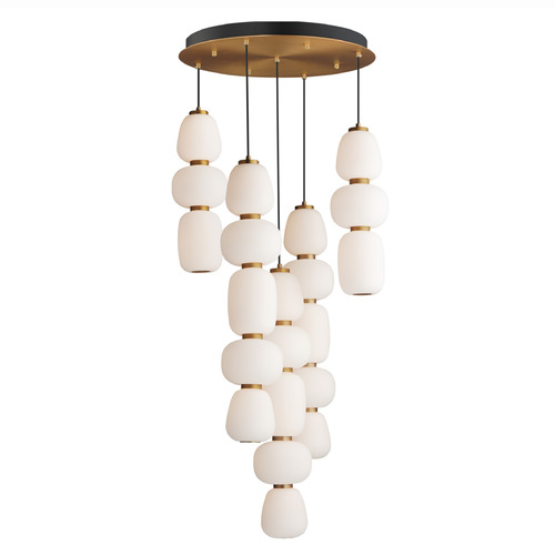 ET2 Lighting Et2 Soji Black & Gold LED Multi-Light Pendant with Oblong Shade E25169-92BKGLD