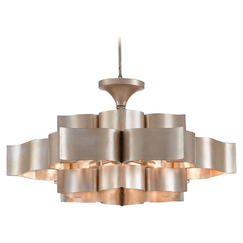 Currey and Company Lighting Grand Lotus 30-Inch Chandelier in Silver Leaf by Currey & Company 9000-0051