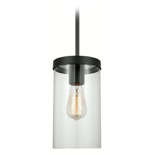 Visual Comfort Studio Collection Zire Midnight Black Mini-Pendant Light with Cylindrical Shade