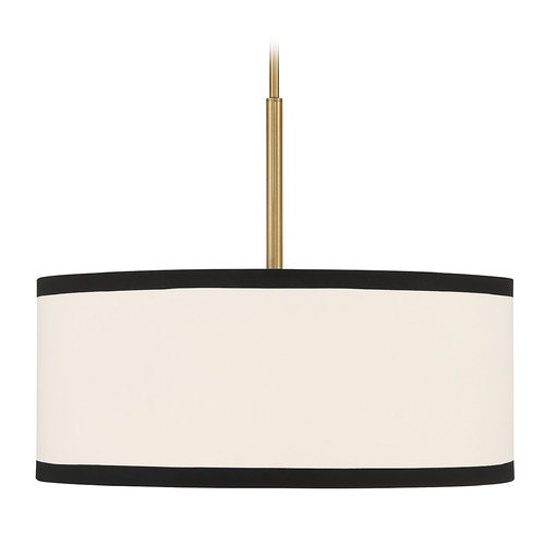 Meridian 24-Inch Fabric Drum Pendant in Natural Brass by Meridian M7015NB