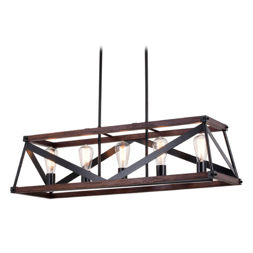 Vaxcel Lighting Wade Matte Black & Sycamore Island Light