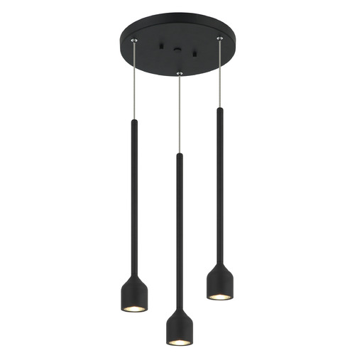Matteo Lighting Lumenagio Matte Black LED Multi-Light Pendant with Bowl / Dome Shade