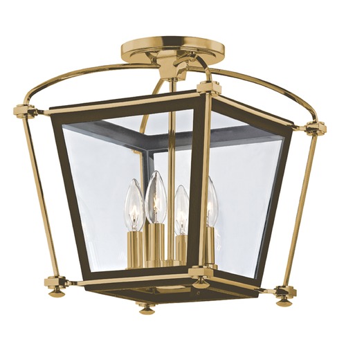 Hollis Semi-Flush Mount in Aged Brass by Hudson Valley Lighting