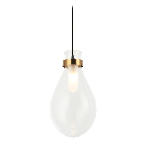 Matteo Lighting Matteo Lighting Seranna Aged Gold Brass Mini-Pendant Light with Teardrop Shade C31911AG