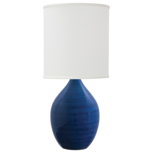 House of Troy Lighting House of Troy Scatchard Blue Gloss Table Lamp with Cylindrical Shade GS201-BG