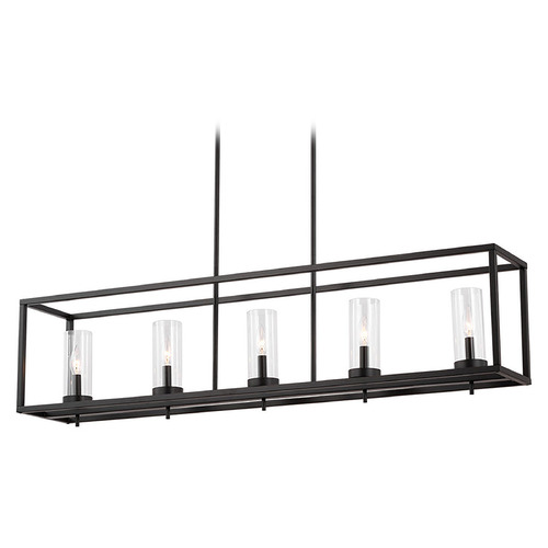 Visual Comfort Studio Collection Zire Midnight Black Island Light with Cylindrical Shade