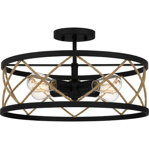 Quoizel Lighting Cedar Park Semi-Flush Mount in Matte Black by Quoizel Lighting QSF5632MBK