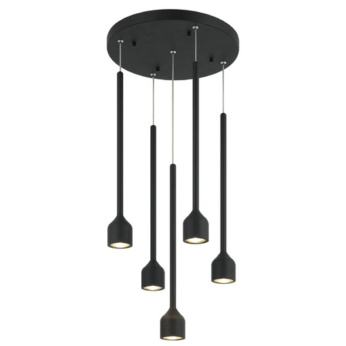 Matteo Lighting Lumenagio Matte Black LED Multi-Light Pendant with Bowl / Dome Shade