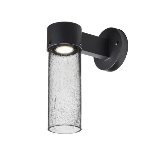 Besa Lighting Seeded Glass LED Outdoor Wall Light Black Juni by Besa Lighting JUNI10CL-WALL-LED-BK