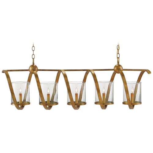 Maximus Linear Chandelier in Washed Gold Leaf by Currey & Company