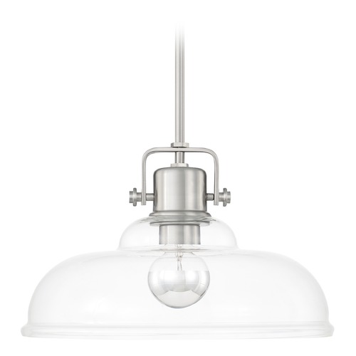 Capital Lighting Jack 15.50-Inch Pendant in Brushed Nickel with Clear Glass by Capital Lighting 319911BN