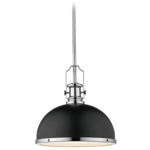 Z-Lite Melange Matte Black & Chrome Pendant by Z-Lite 725P12-MB+CH