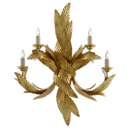 Currey and Company Lighting Currey and Company Apollo Gold Leaf Sconce 5000-0132