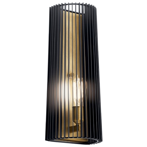 Kichler Lighting Linara Black Sconce with Black Cage and Exposed Bulb by Kichler Lighting 44170BK