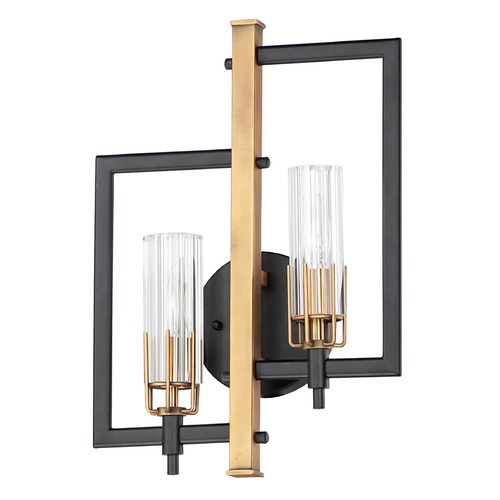 Maxim Lighting Flambeau Black & Antique Brass Sconce by Maxim Lighting 16112CLBKAB