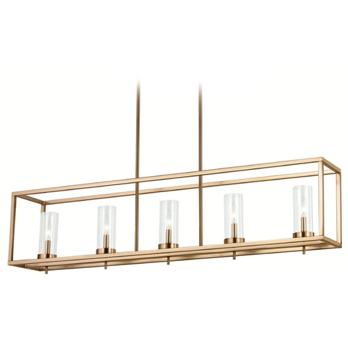 Visual Comfort Studio Collection Zire Satin Brass Island Light with Cylindrical Shade