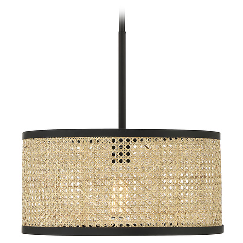 Meridian 16-Inch Pendant in Natural Cane & Matte Black by Meridian M7018MBK