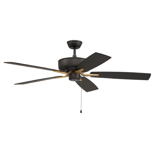 Craftmade Lighting Pro Plus 52-Inch Fan Flat Black & Satin Brass Ceiling Fan by Craftmade Lighting P52FBSB5-52BWNFB