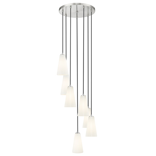 Z-Lite Z-Lite Farrell Brushed Nickel Multi-Light Pendant with Conical Shade 3043P6-7R-BN