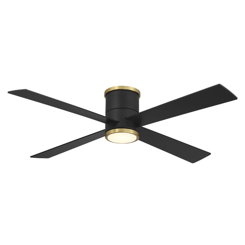 Falco Flush 54-Inch LED Fan in Coal Black & Soft Brass by Minka Aire