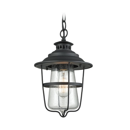 Elk Lighting Seeded Glass Outdoor Hanging Light Black Elk Lighting 45121/1