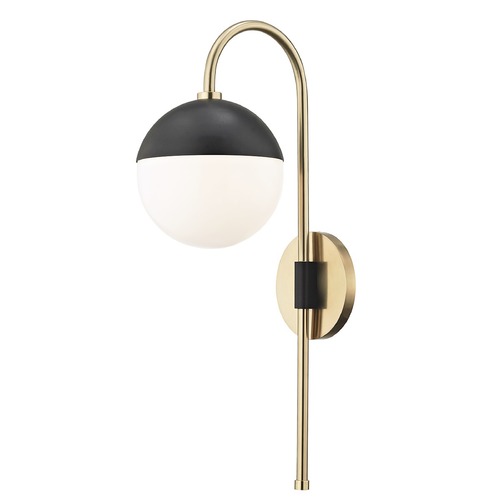 Mitzi by Hudson Valley Renee Aged Brass & Black Convertible Wall Lamp by Mitzi by Hudson Valley HL249101-AGB/BK