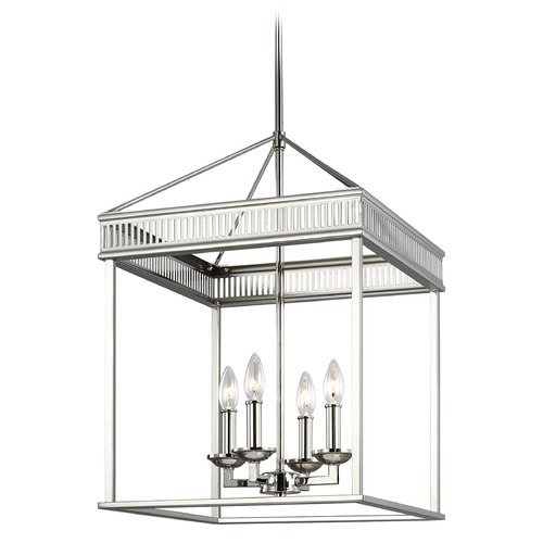 Visual Comfort Studio Collection Woodruff Polished Nickel Pendant by Visual Comfort Studio F3275/4PN