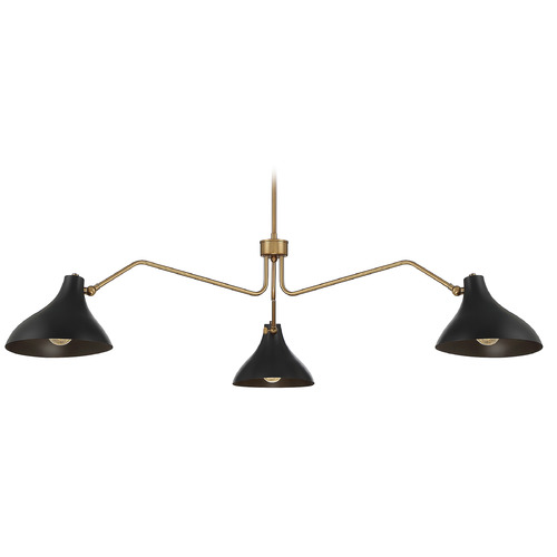 55-Inch Wide Chandelier in Matte Black & Natural Brass by Meridian