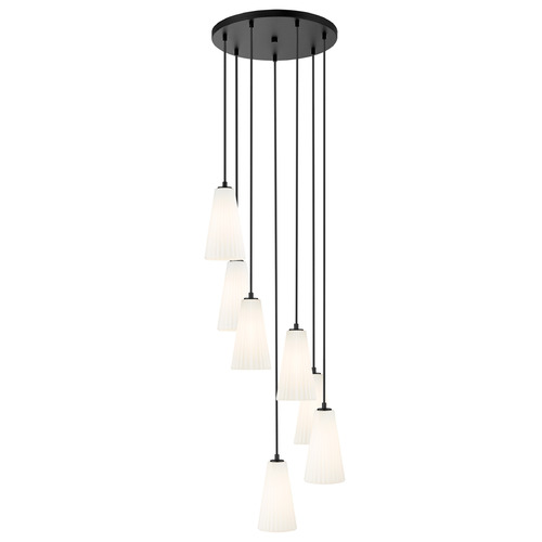 Z-Lite Z-Lite Farrell Matte Black Multi-Light Pendant with Conical Shade 3043P6-7R-MB