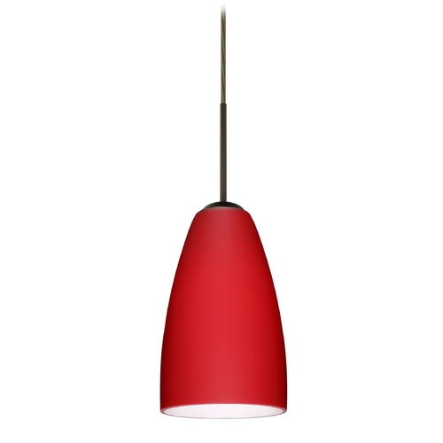 Besa Lighting Modern Pendant Light Red Glass Bronze by Besa Lighting 1JT-1511RM-BR