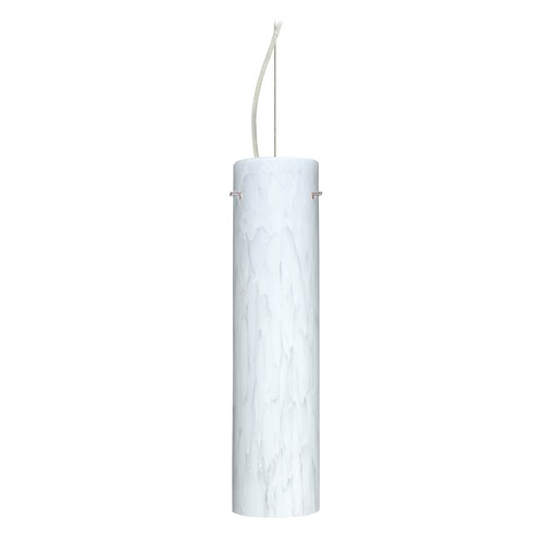Besa Lighting Stilo Satin Nickel LED Pendant Light with Cylindrical Shade