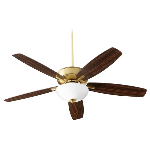 Breeze Aged Brass LED Ceiling Fan with Light by Quorum Lighting