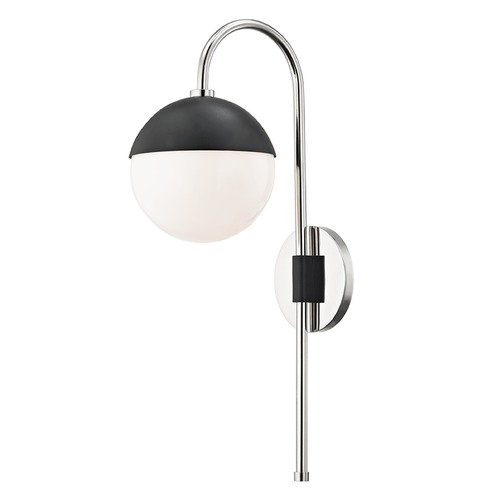 Mitzi by Hudson Valley Renee Polished Nickel & Black Convertible Wall Lamp by Mitzi by Hudson Valley HL249101-PN/BK