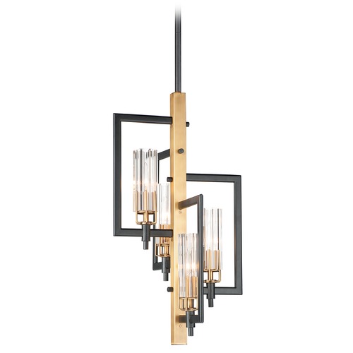 Maxim Lighting Flambeau Black & Antique Brass Mini-Chandelier by Maxim Lighting 16114CLBKAB